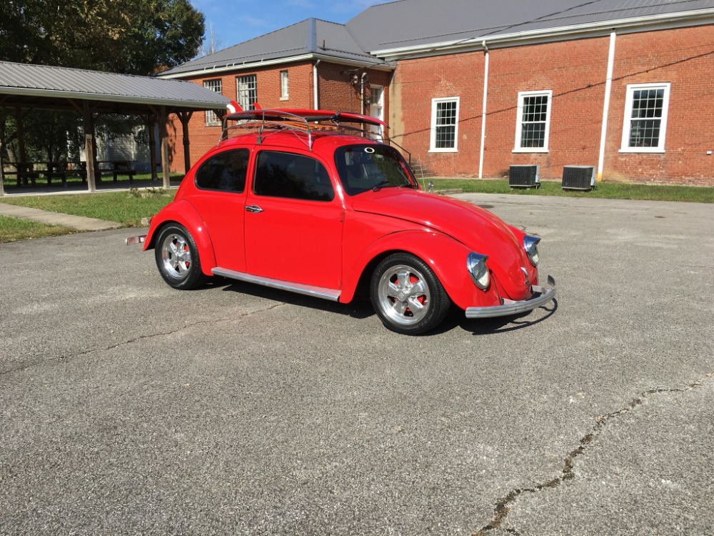 1966 Volkswagen Beetle - ROOF RACK WITH SURFBOARD- SEE VIDEO Stock ...