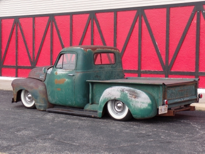 1953 chevy truck with weathered patina paint job on Craiyon