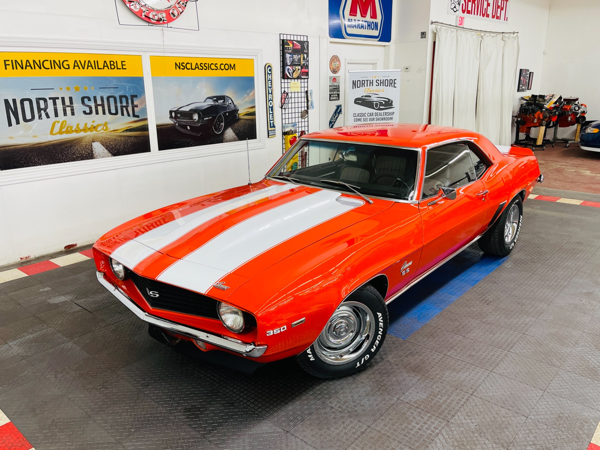 Used 1969 Chevrolet Camaro - SS 350 - HUGGER ORANGE - HOUNDSTOOTH INTERIOR  - SEE VIDEO - For Sale (Sold) | North Shore Classics Stock #69218NSC
